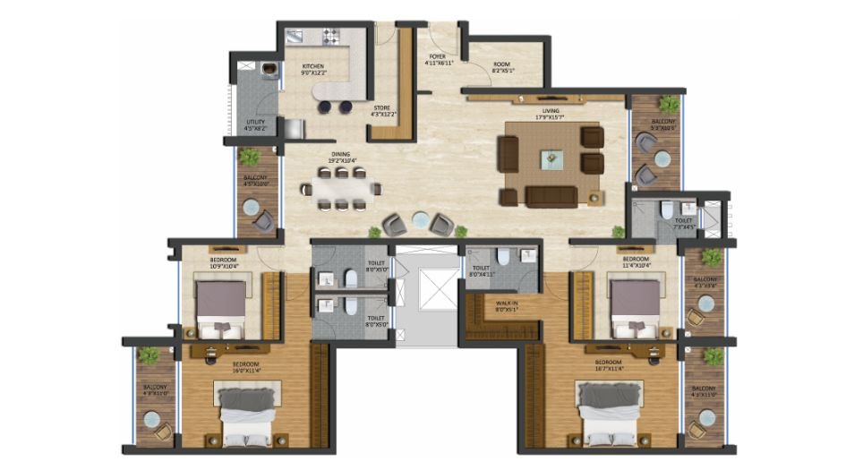 Runwal-The-Central-Park-Floor-Plan-4 BHK-Premium